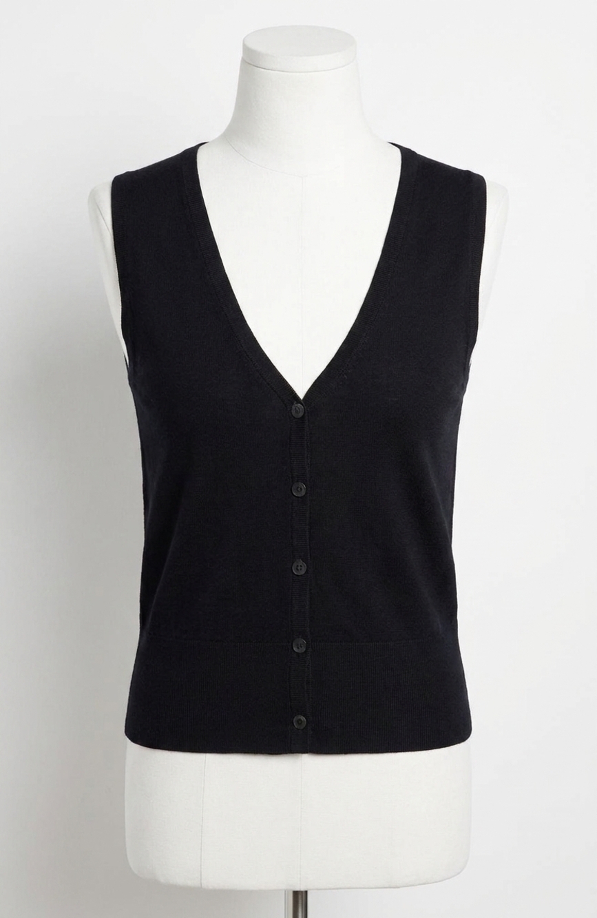 NEW SANCTUARY knitted button front top in black